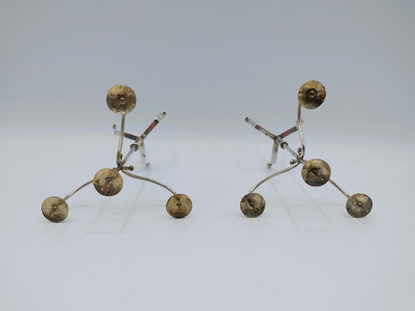 Set zilveren miniatuur kandelaars, P.A. van der Beek, Workum/ Franeker, 1860