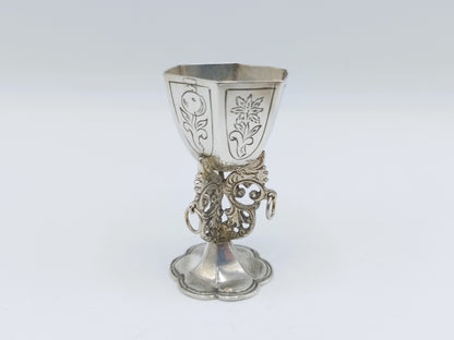 Zilveren miniatuur bokaal, R. Scheltens, Groningen, ca. 1860