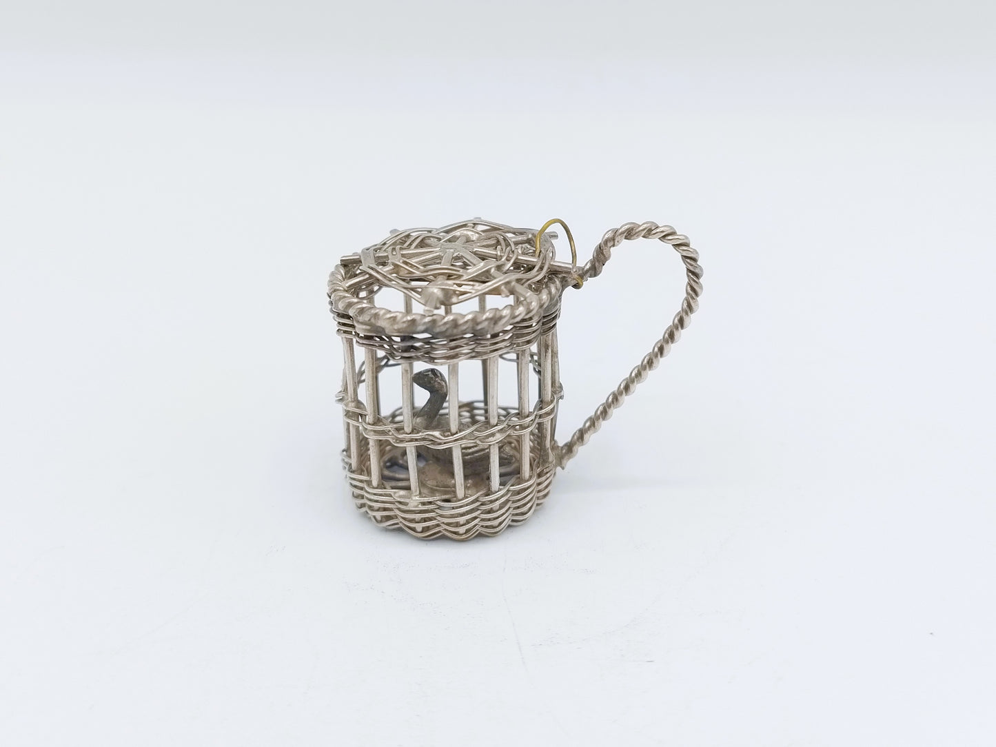 Zilveren miniatuur vogelkooi, A.F. Westerwaal, Amsterdam, ca. 1910