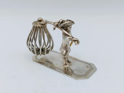 Zilveren miniatuur vogelvanger, W. Freen, Dordrecht, 19e eeuws
