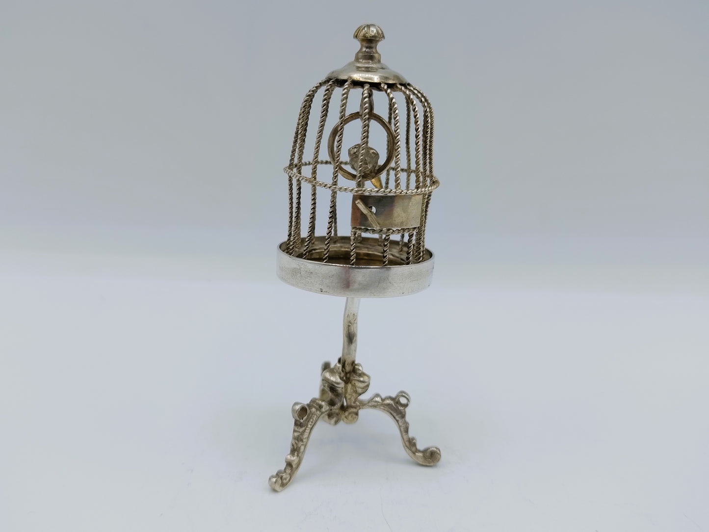 Zilveren miniatuur vogelkooi, R. Scheltens, Groningen, ca. 1860