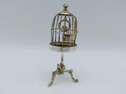 Zilveren miniatuur vogelkooi, R. Scheltens, Groningen, ca. 1860