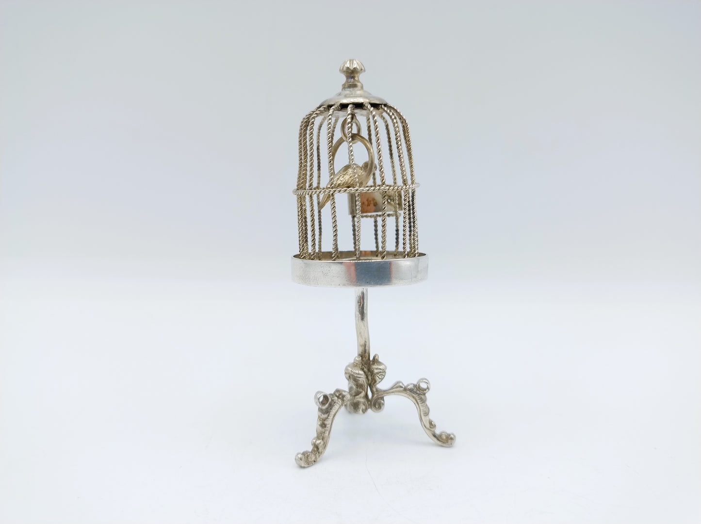 Zilveren miniatuur vogelkooi, R. Scheltens, Groningen, ca. 1860