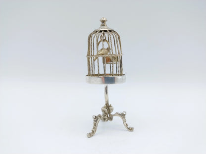 Zilveren miniatuur vogelkooi, R. Scheltens, Groningen, ca. 1860