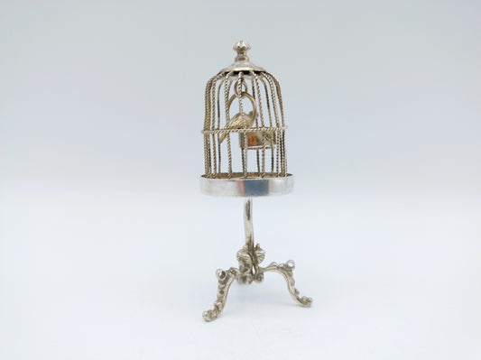 Zilveren miniatuur vogelkooi, R. Scheltens, Groningen, ca. 1860