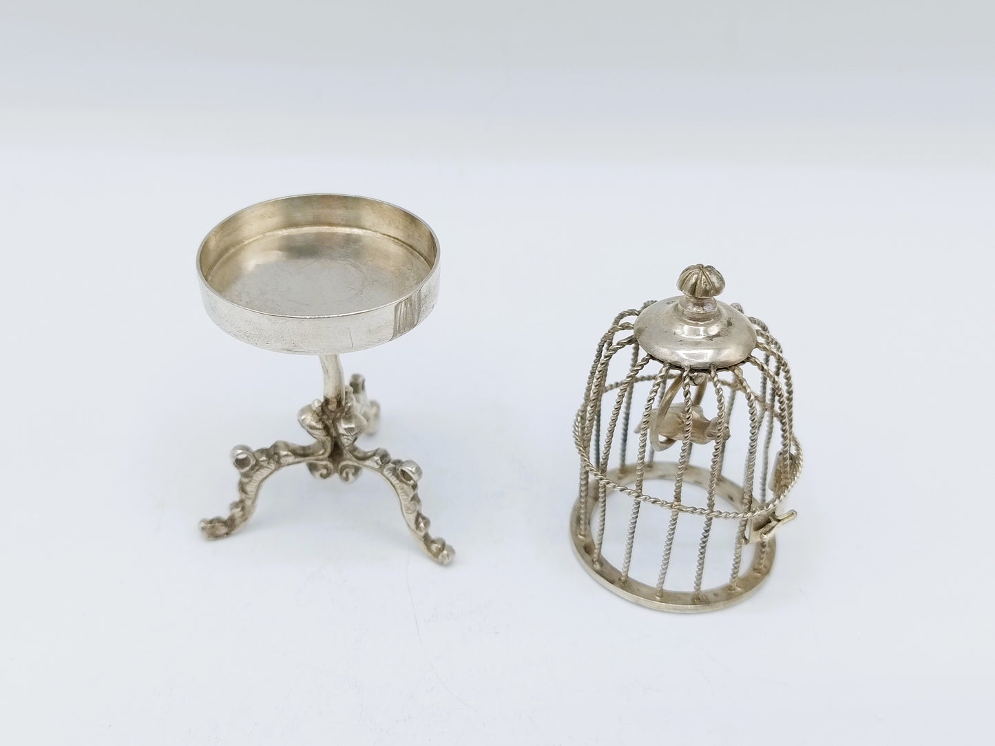 Zilveren miniatuur vogelkooi, R. Scheltens, Groningen, ca. 1860