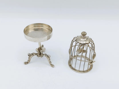 Zilveren miniatuur vogelkooi, R. Scheltens, Groningen, ca. 1860