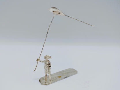Zilveren miniatuur, man met vlieger, H. Buijs, Dordrecht, ca. 1865