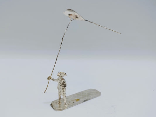 Zilveren miniatuur, man met vlieger, H. Buijs, Dordrecht, ca. 1865