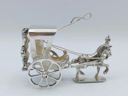 Zilveren miniatuur sjees met paard, A. van Geffen, Amsterdam, ca. 1730