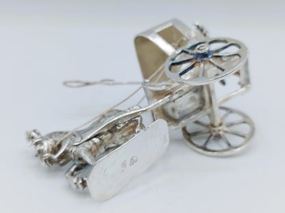Zilveren miniatuur sjees met paard, A. van Geffen, Amsterdam, ca. 1730