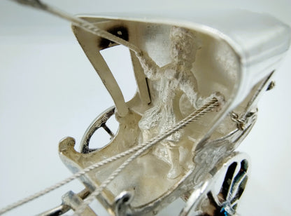 Zilveren miniatuur sjees met paard, A. van Geffen, Amsterdam, ca. 1730