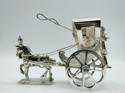 Zilveren miniatuur sjees met paard, A. van Geffen, Amsterdam, ca. 1730