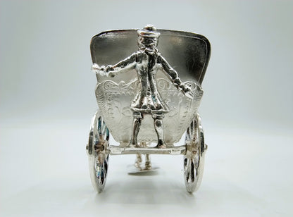 Zilveren miniatuur sjees met paard, A. van Geffen, Amsterdam, ca. 1730