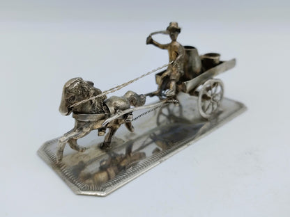 Zilveren miniatuur, melkwagen, J. Postmus, Hoorn, ca. 1920