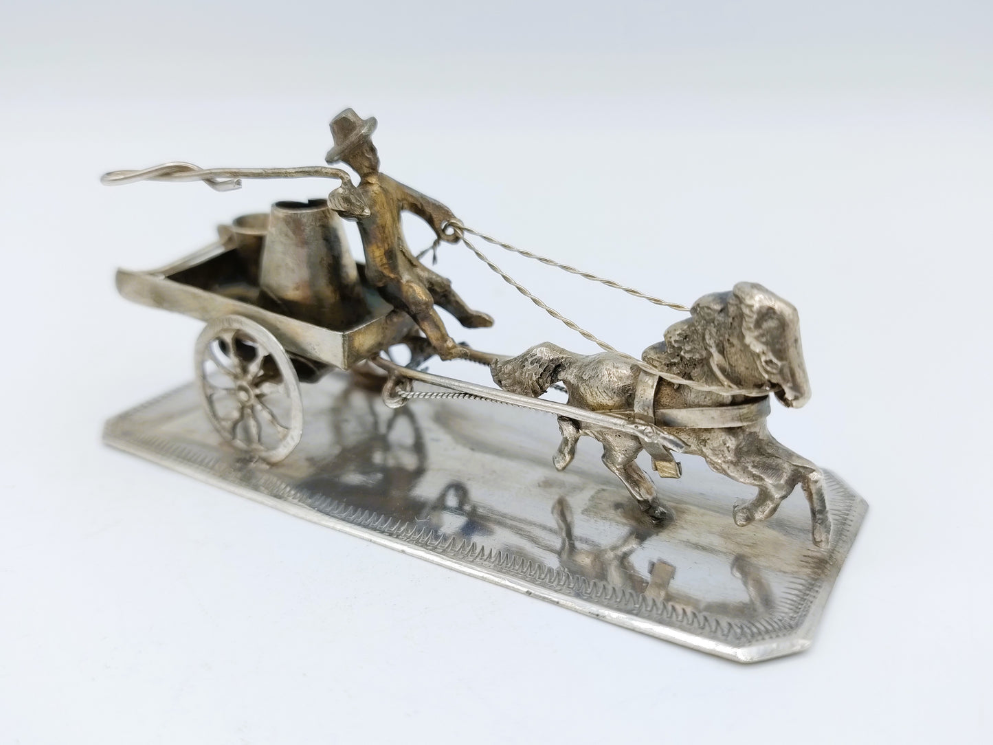 Zilveren miniatuur, melkwagen, J. Postmus, Hoorn, ca. 1920