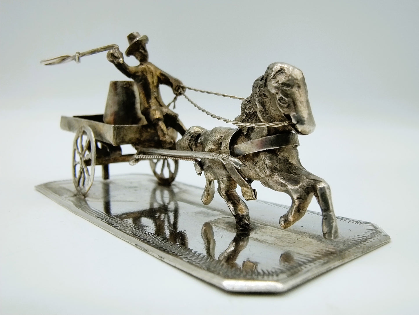Zilveren miniatuur, melkwagen, J. Postmus, Hoorn, ca. 1920