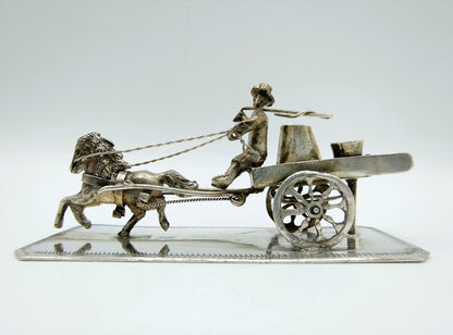 Zilveren miniatuur, melkwagen, J. Postmus, Hoorn, ca. 1920