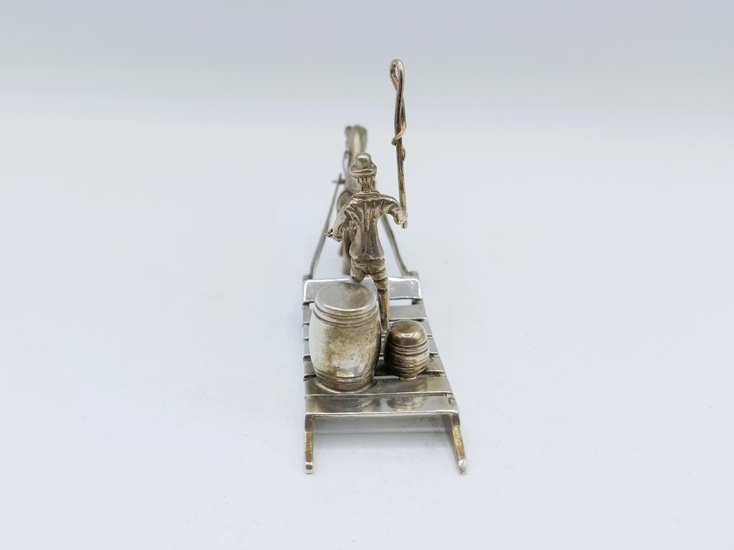 Zilveren miniatuur, paard met vrachtslee, J.P. Niekerk, Schoonhoven, ca. 1975