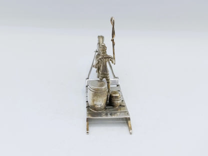 Zilveren miniatuur, paard met vrachtslee, J.P. Niekerk, Schoonhoven, ca. 1975