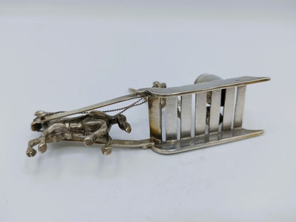 Zilveren miniatuur, paard met vrachtslee, J.P. Niekerk, Schoonhoven, ca. 1975