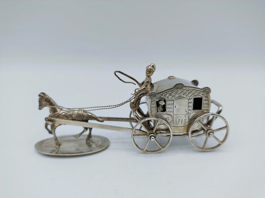 Zilveren miniatuur postkoets J.S. Zwanenburg & Zn, Sneek, 19e eeuws