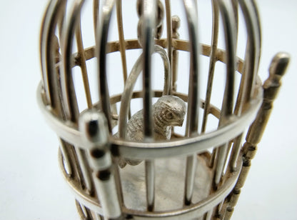 Zilveren miniatuur vogelkooi, A.F. Westerwaal, Amsterdam, ca. 1910