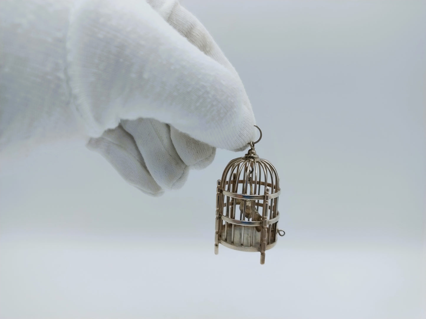 Zilveren miniatuur vogelkooi, A.F. Westerwaal, Amsterdam, ca. 1910