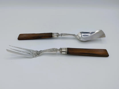 Zilveren Gembercouvert met houten heften, J.A. Lintveld Sr, Amsterdam, 1854
