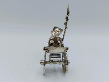 Zilveren miniatuur sjees met paard en koetsier, Nederland, ca. 1900