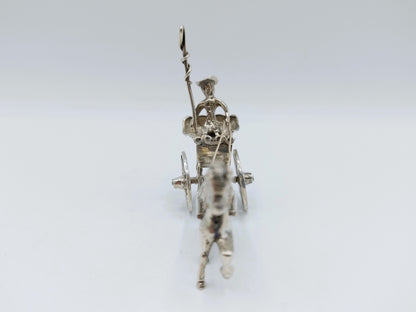 Zilveren miniatuur sjees met paard en koetsier, Nederland, ca. 1900