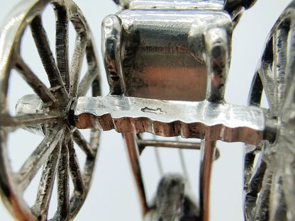 Zilveren miniatuur sjees met paard en koetsier, Nederland, ca. 1900