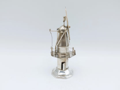 Zilveren miniatuur stellingmolen, B. Verhoogt, Hoorn, ca. 1930