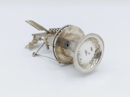 Zilveren miniatuur stellingmolen, J. van Dijk, Hoorn, ca. 1910