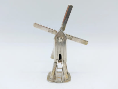 Zilveren miniatuur wipmolen met pseudokeuren, 19e eeuw