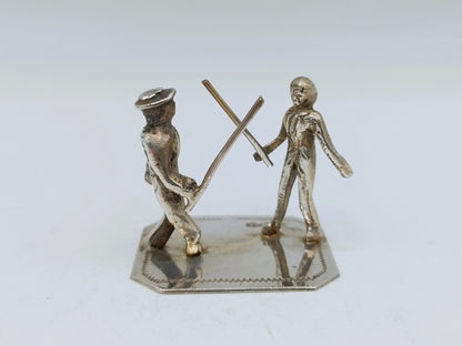 Zilveren miniatuur stokvechters, J. Postmus, Hoorn, 1916