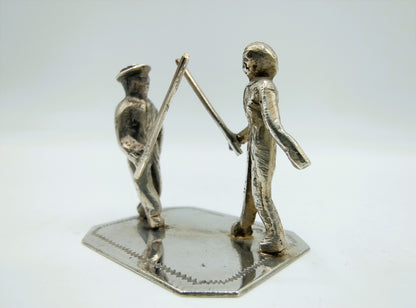 Zilveren miniatuur stokvechters, J. Postmus, Hoorn, 1916