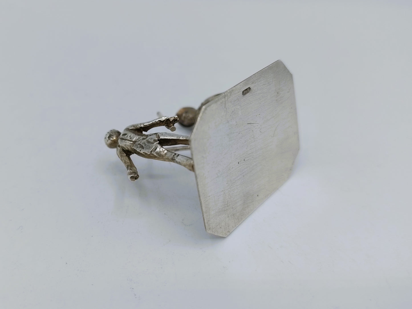 Zilveren miniatuur stokvechters, J. Postmus, Hoorn, 1916
