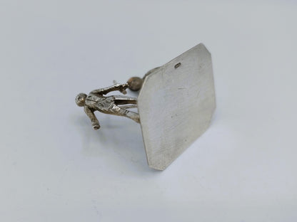 Zilveren miniatuur stokvechters, J. Postmus, Hoorn, 1916