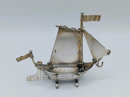 Zilveren miniatuur zeilboot, W. Edeling, Schoonhoven, ca. 1895