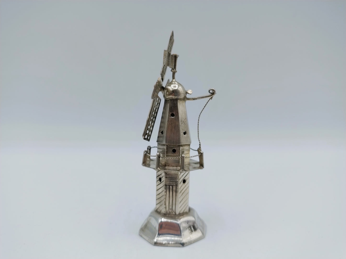 Zilveren miniatuur stellingmolen, J. Verhoogt, Hoorn, ca. 1910