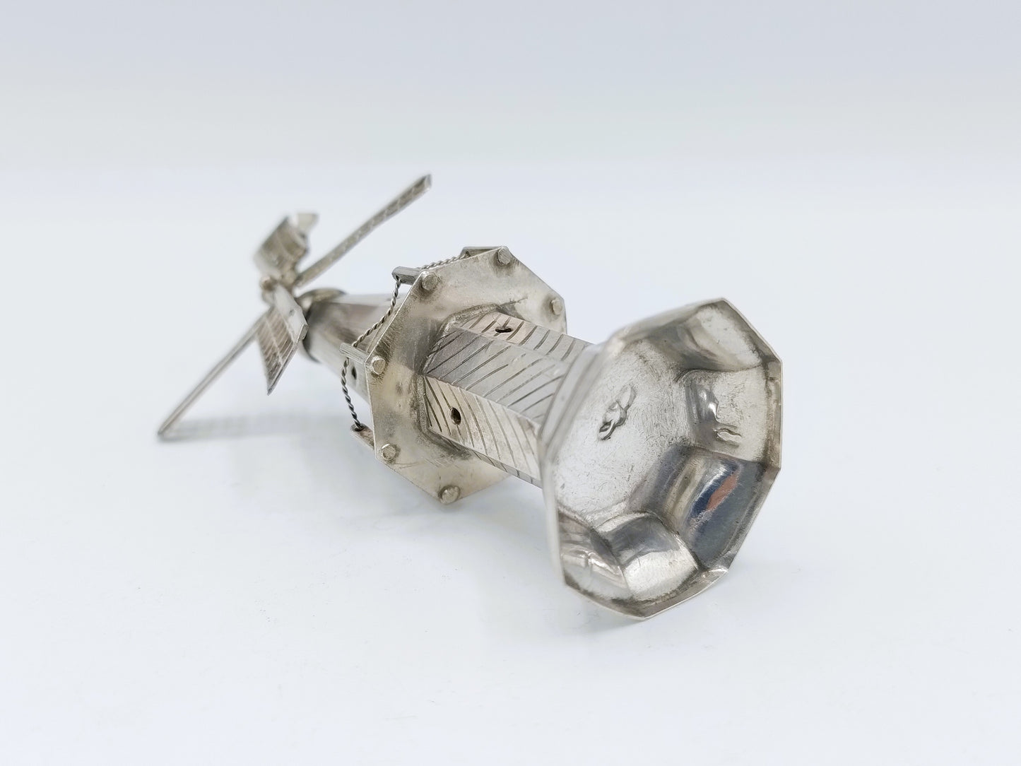 Zilveren miniatuur stellingmolen, J. Verhoogt, Hoorn, ca. 1910