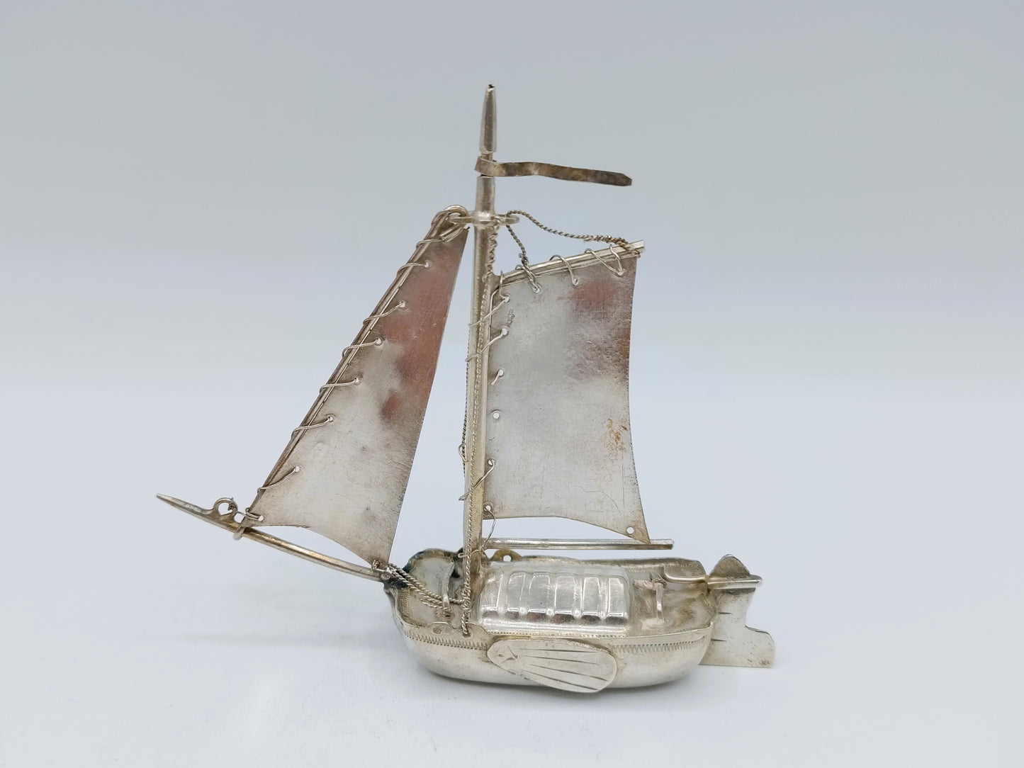 Zilveren miniatuur Tjalk, H. Hooijkaas, Schoonhoven,  1906-1924
