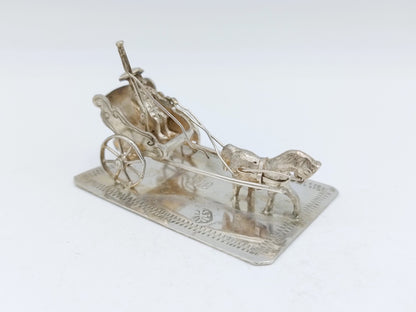 Miniaturkutsche aus Silber mit Pferd und Kutscher, 19. Jahrhundert