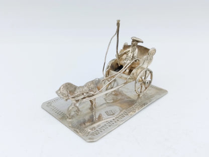 Miniaturkutsche aus Silber mit Pferd und Kutscher, 19. Jahrhundert