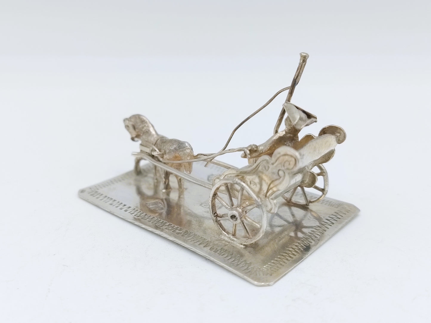 Miniaturkutsche aus Silber mit Pferd und Kutscher, 19. Jahrhundert