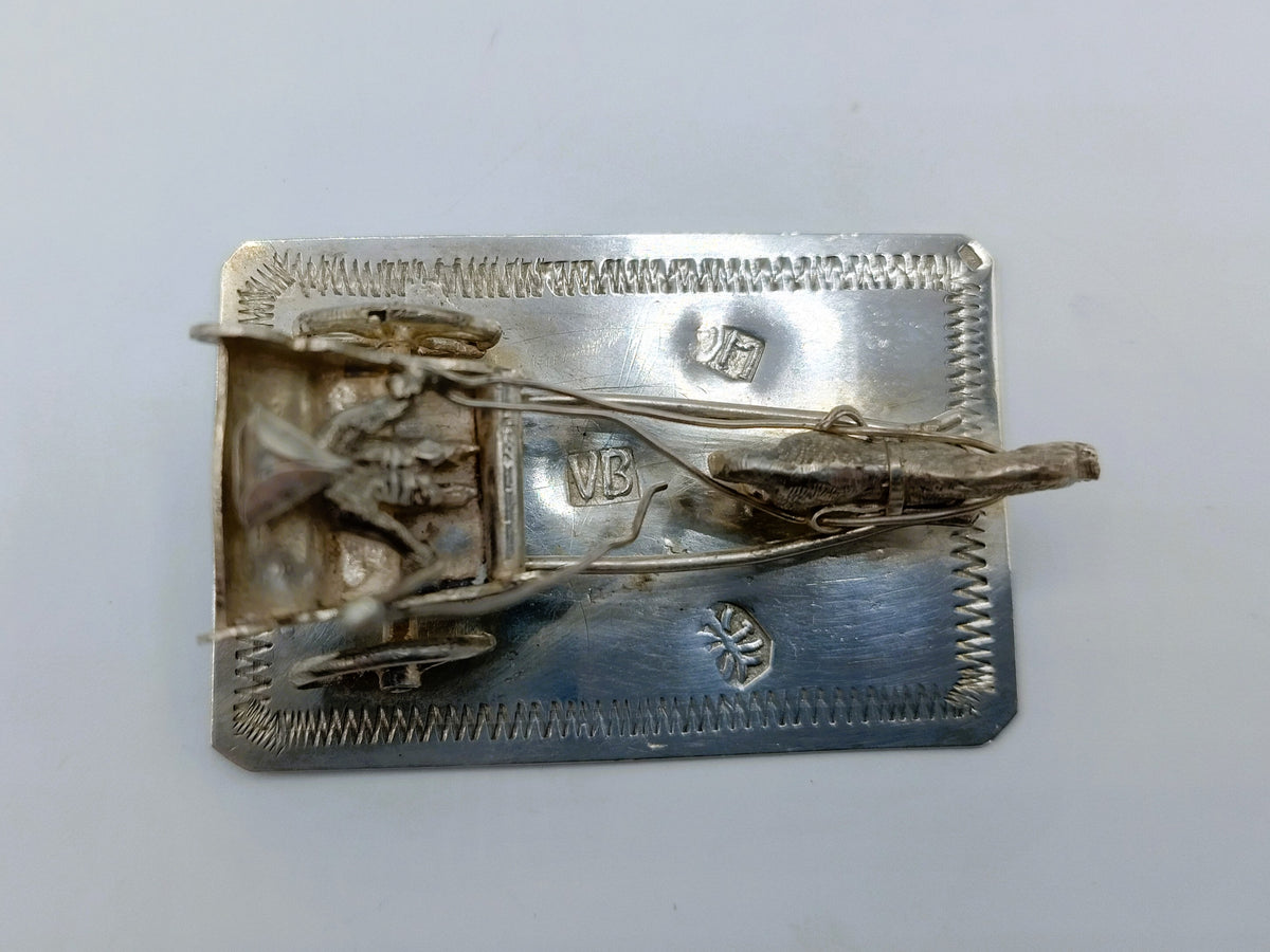Miniaturkutsche aus Silber mit Pferd und Kutscher, 19. Jahrhundert