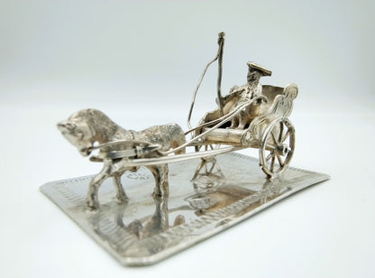 Miniaturkutsche aus Silber mit Pferd und Kutscher, 19. Jahrhundert