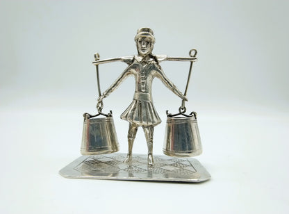 Silberminiatur, Mann mit Joch, J.S. Zwanenburg & Sohn, Sneek, 1864-1900