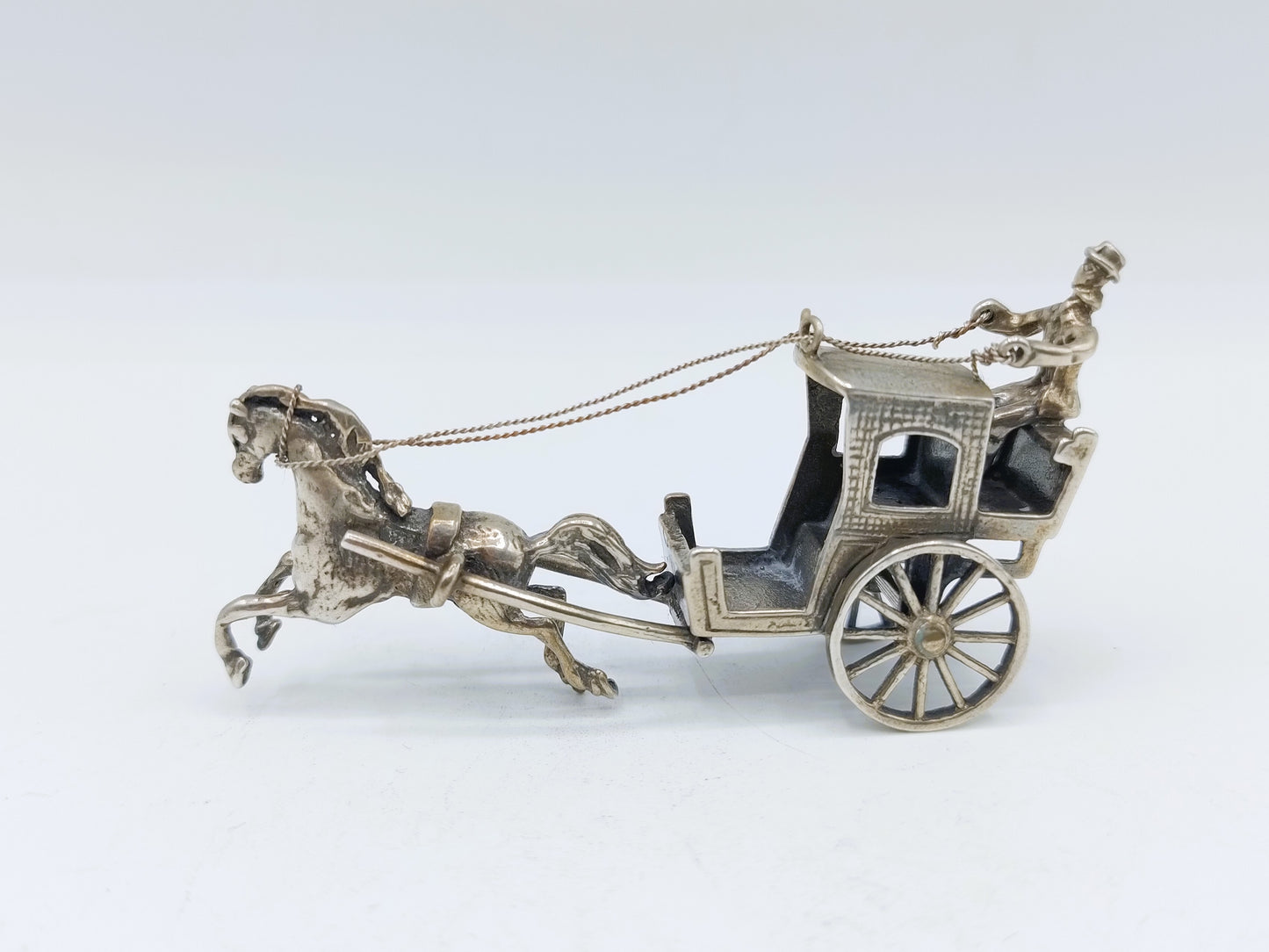 Silberminiatur, Kutsche mit Pferd und Kutscher, J.W. van Waveren, Haarlem, 1961-1980